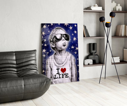 Starry Sky Sunglasses Boy Glass Wall Art
