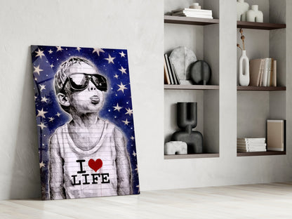 Starry Sky Sunglasses Boy Glass Wall Art