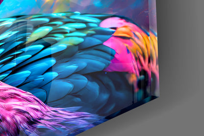 Punk Mohawk Flamingo Teal Face Glass Wall Art