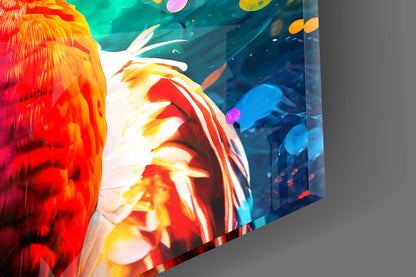 Flamingo in Sunglasses Neon Bokeh Glass Wall Art