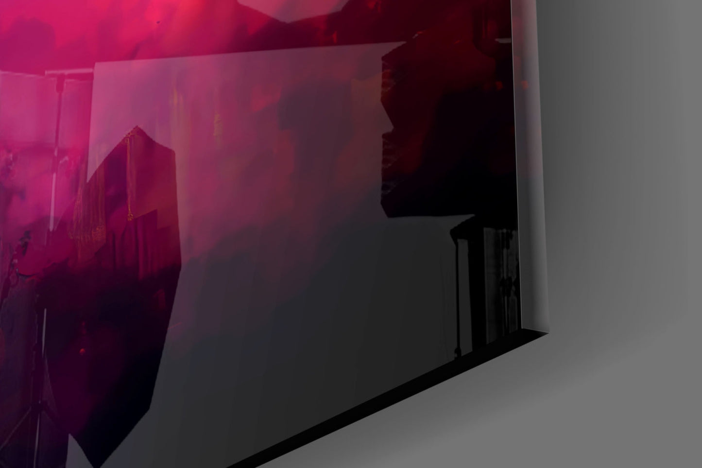 Magenta And Purple Cloud Cross Glass Wall Art