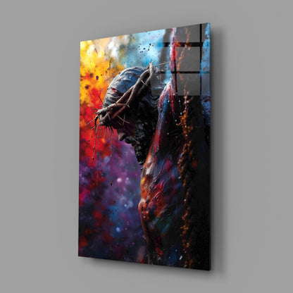 Crown Of Thorns Colorful Splatter Glass Wall Art