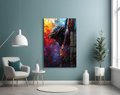Crown Of Thorns Colorful Splatter Glass Wall Art