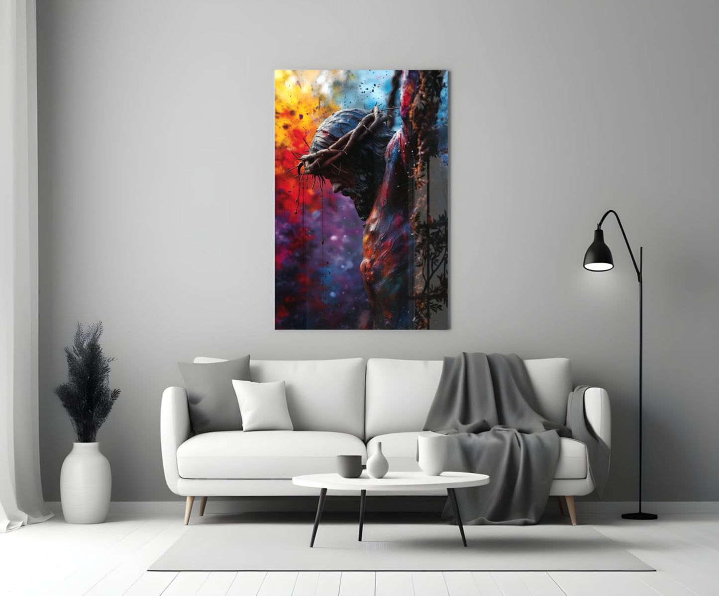 Crown Of Thorns Colorful Splatter Glass Wall Art