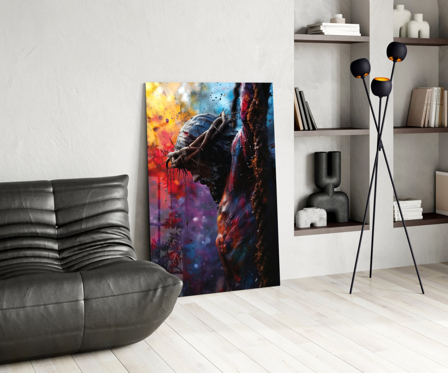 Crown Of Thorns Colorful Splatter Glass Wall Art