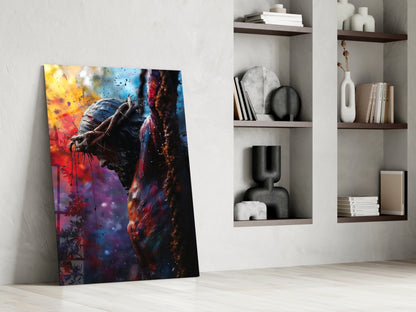 Crown Of Thorns Colorful Splatter Glass Wall Art