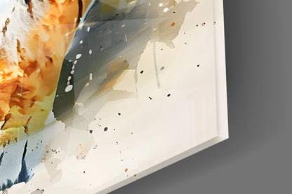 Watercolor Prowling Tiger Splash Glass Wall Art