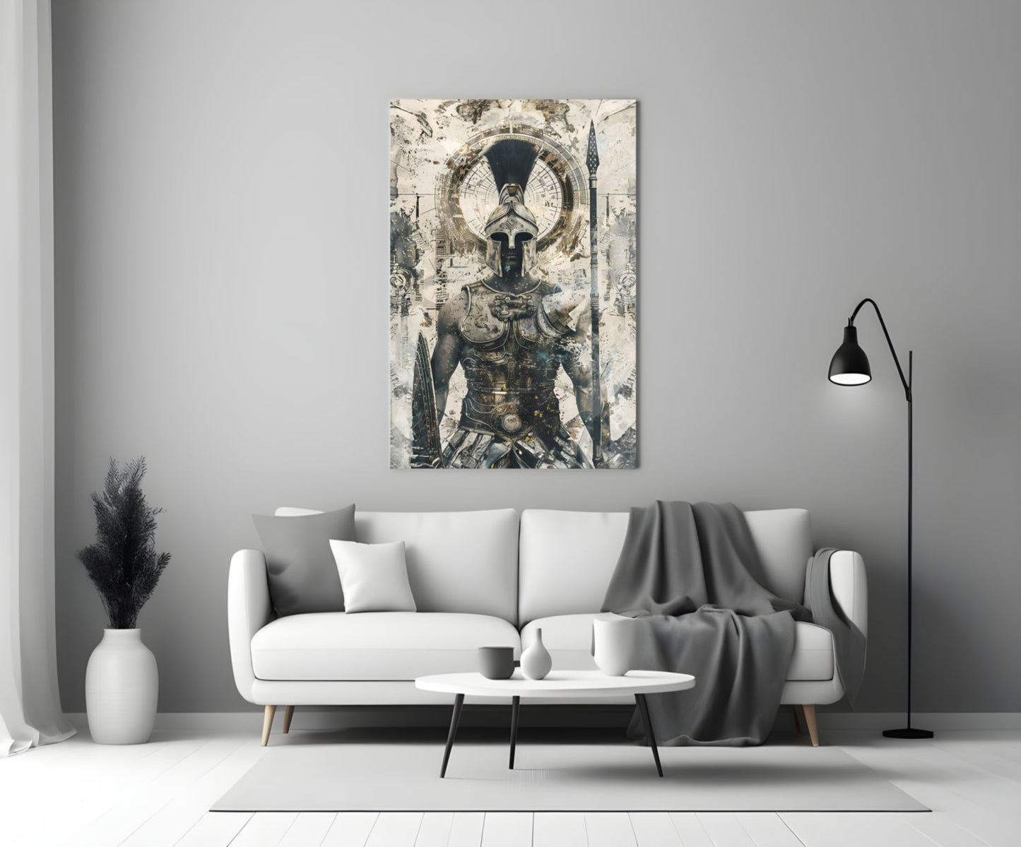 Armored Spartan Compass Glass Wall Art