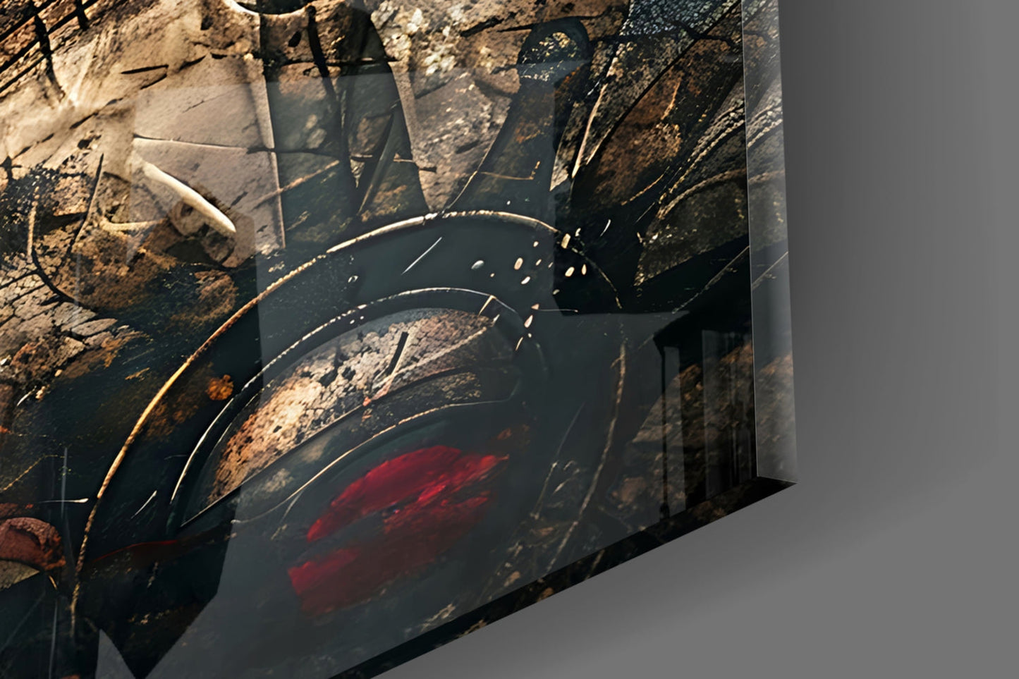 Red Crest Gladiator Shield Glass Wall Art