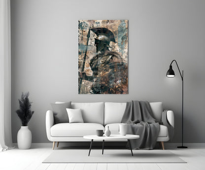 Spartan Spear and Round Shield Glass Wall Art