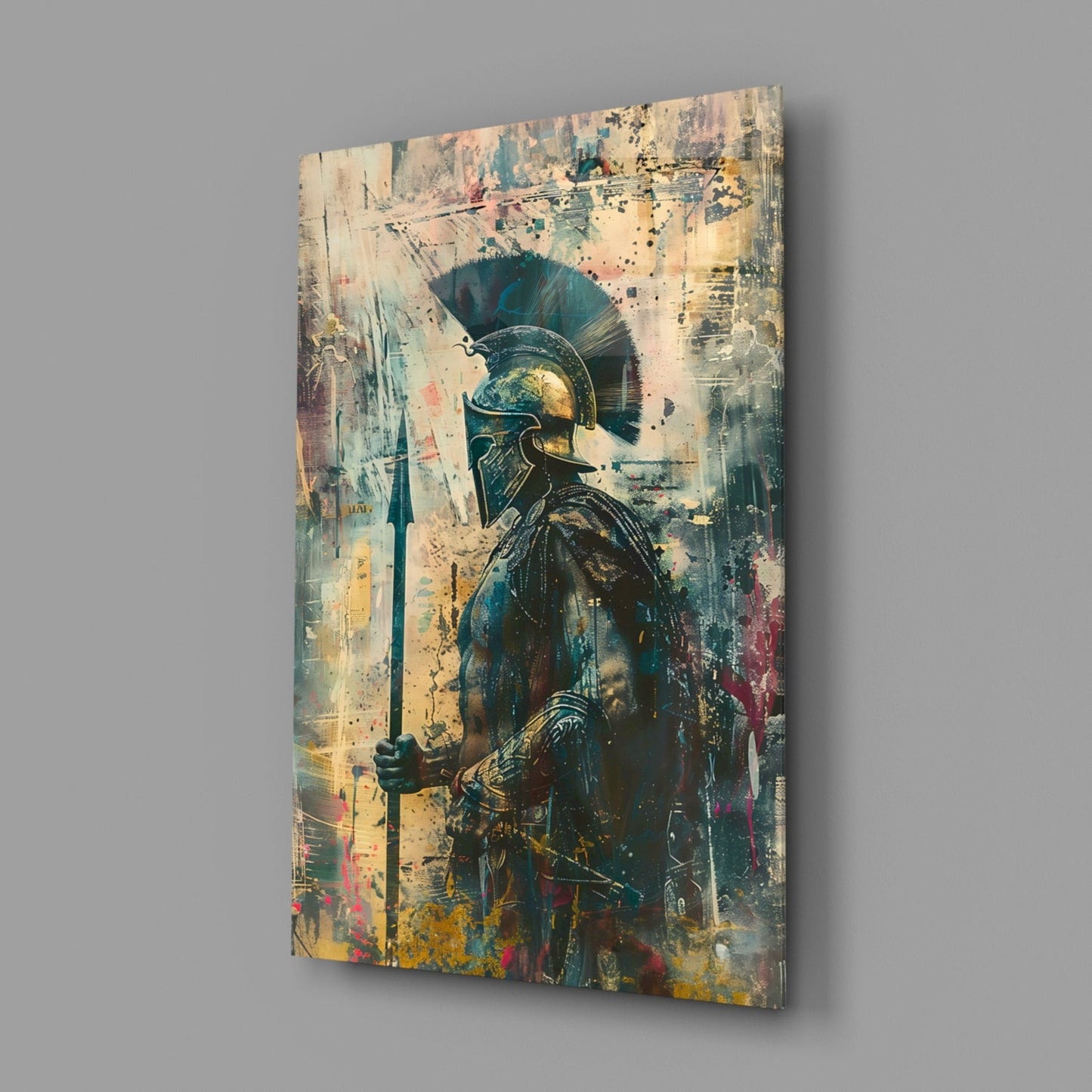 Colorful Painted Spartan Glass Wall Art