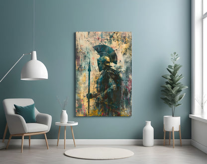 Colorful Painted Spartan Glass Wall Art