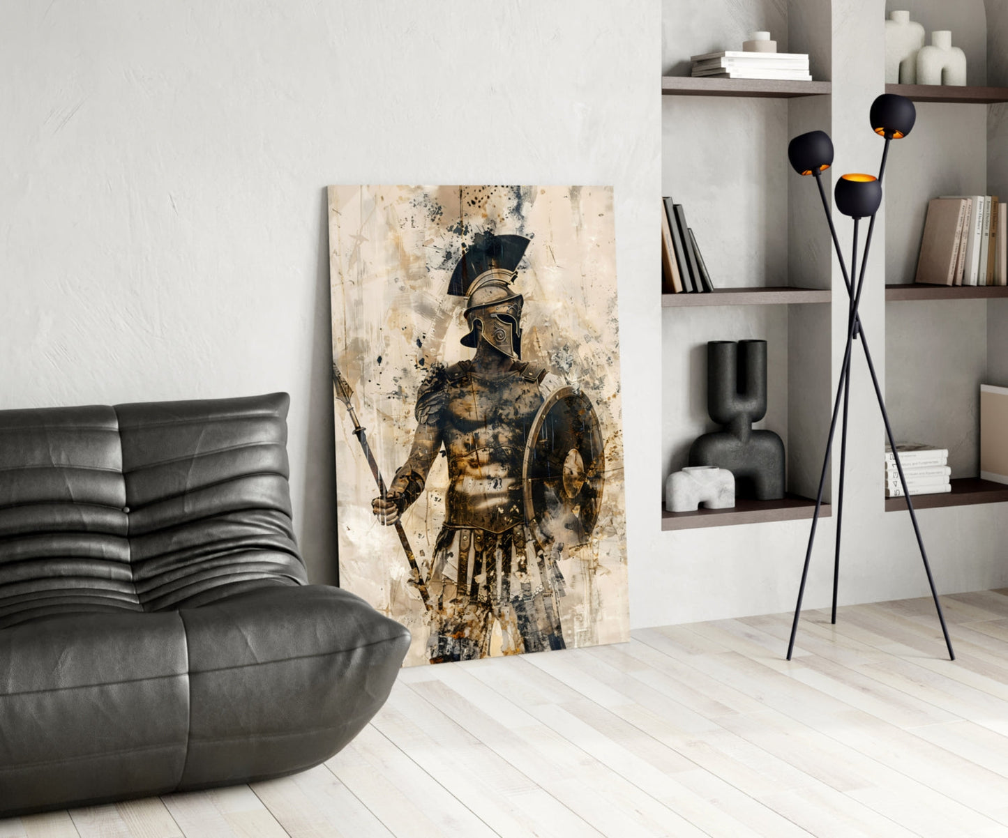 Sepia Warrior Round Shield Glass Wall Art