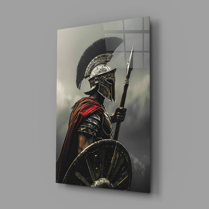 Realistic Spartan Warrior Glass Wall Art