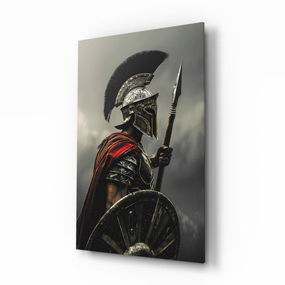 Realistic Spartan Warrior Glass Wall Art
