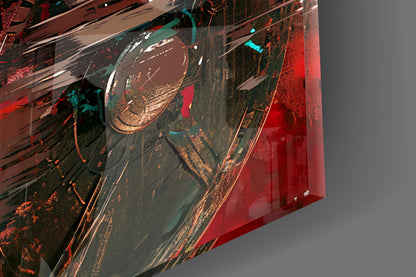 Deep Red Gladiator Shield Glass Wall Art