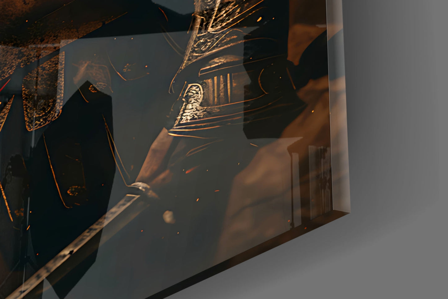 Bare Chested Spartan Spear Glass Wall Art