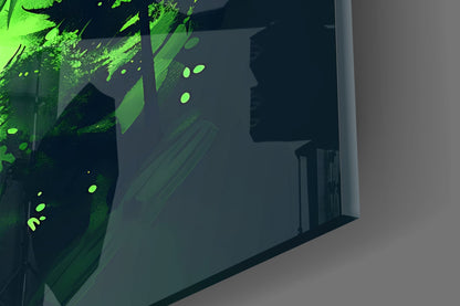 Emerald Forest Splash Wolf Glass Wall Art
