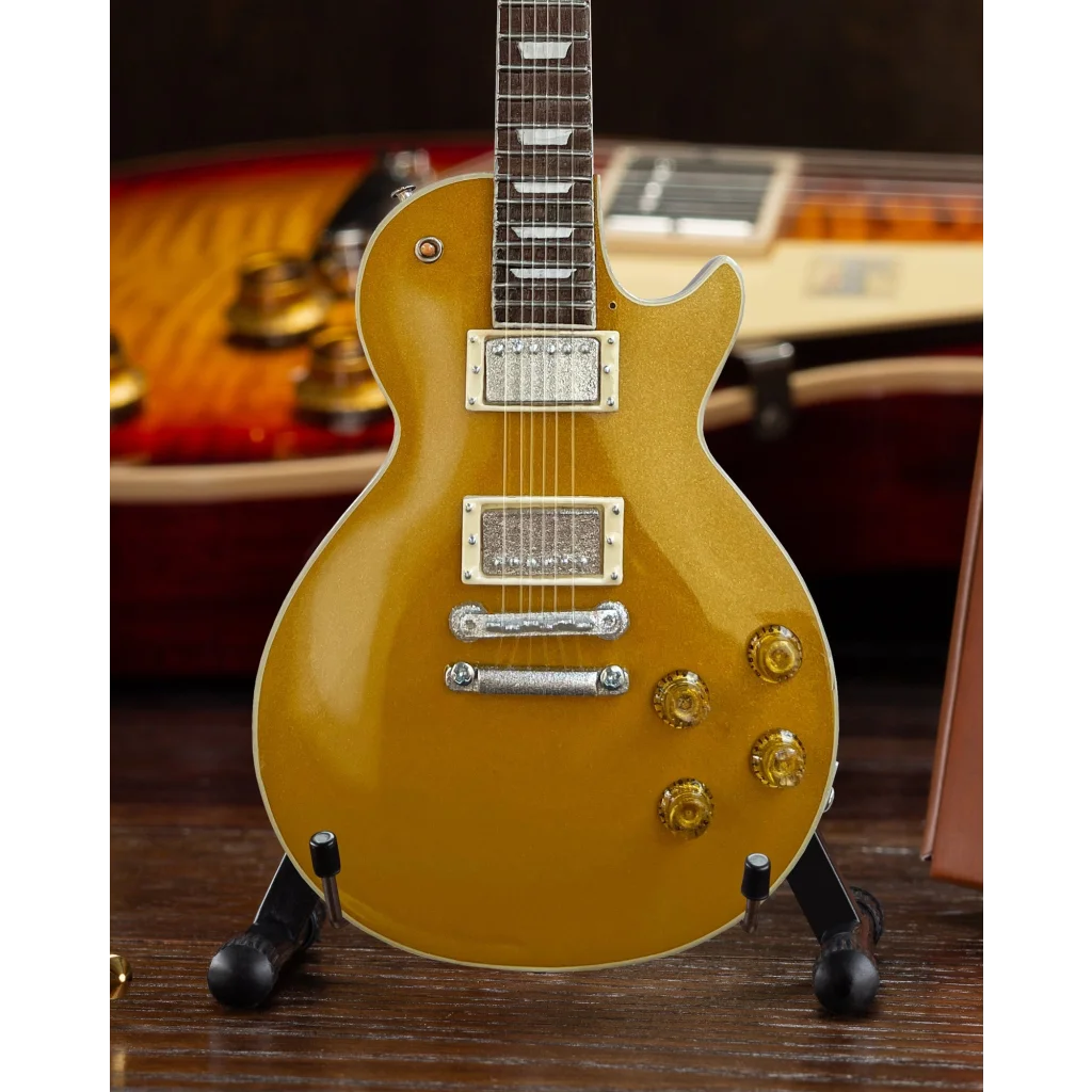 Duane Allman Axe Heaven Les Paul goldtop mini guitar with stand