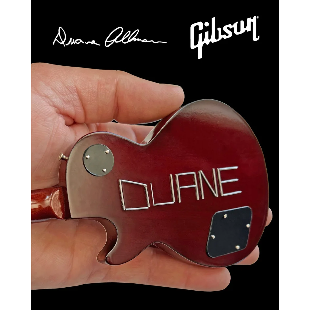 Red Duane Allman Axe Heaven Gibson Les Paul mini guitar set with engraved pick holder