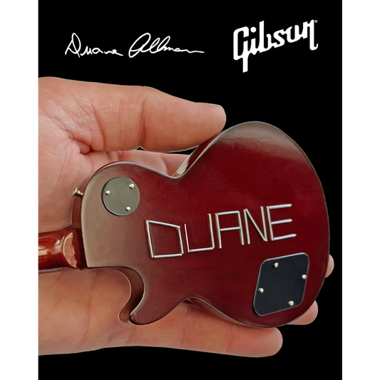 Red Axe Heaven Duane Allman Les Paul mini guitar with engraved bass pick holder