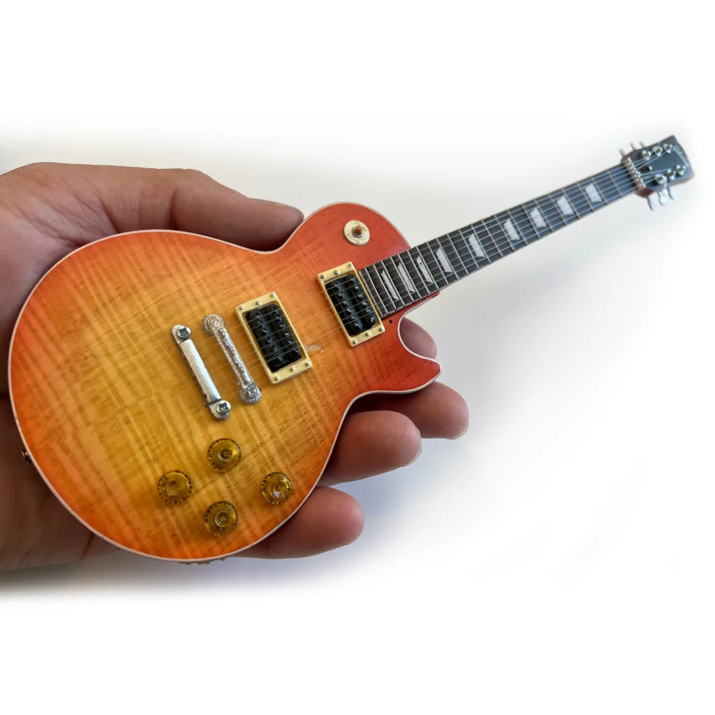 Duane Allman Les Paul miniature guitar by Axe Heaven sunburst finish