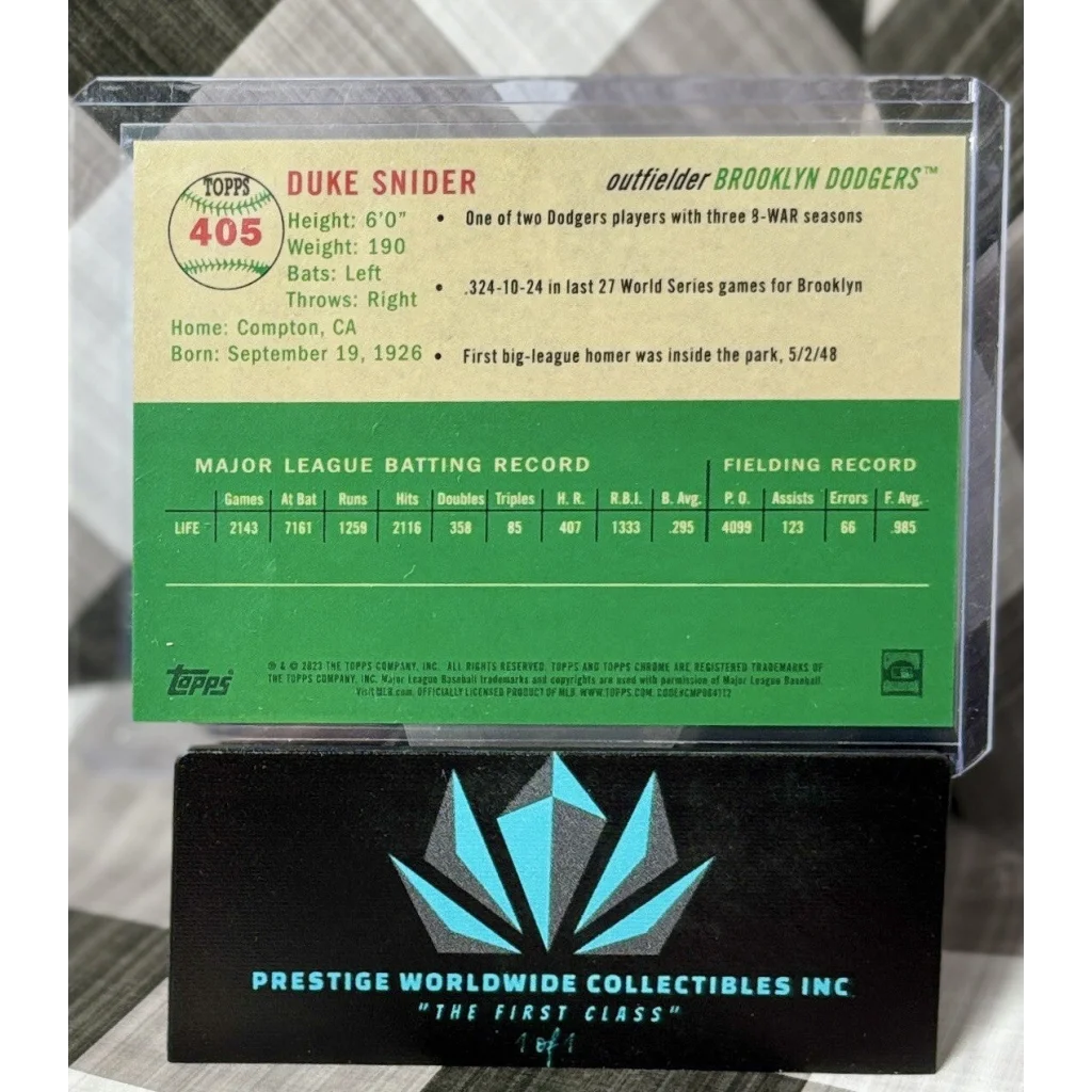 Duke Snider card from Prestige Worldwide Collectibles