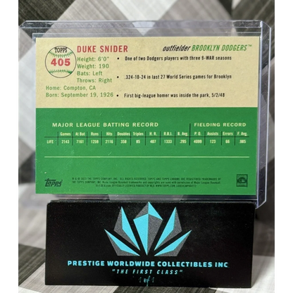 Duke Snider card from Prestige Worldwide Collectibles
