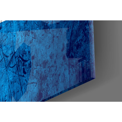 Blue Dutch Flag glass art canvas with textured paint and purple accents