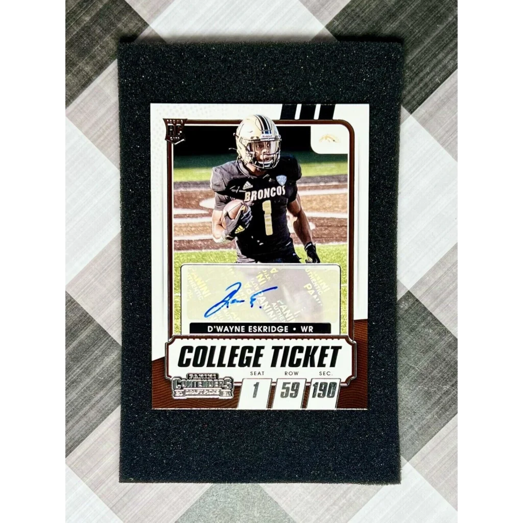 Dwayne Eskridge rookie auto card from Prestige Worldwide with jersey design