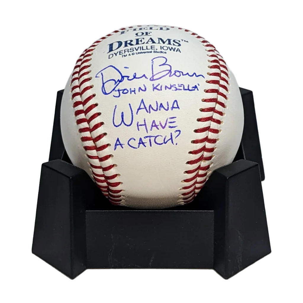 Dwier Brown Signed Official Field of Dreams Baseball with Stand | Creative Sports | vintageantiquesgifts.com