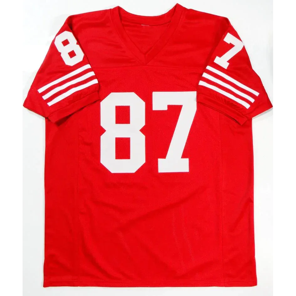 Dwight Clark autographed San Francisco 49ers red #87 jersey with sleeve numbers