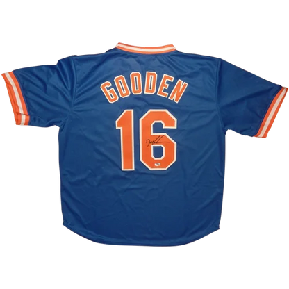 Dwight Gooden autographed custom blue baseball jersey #16