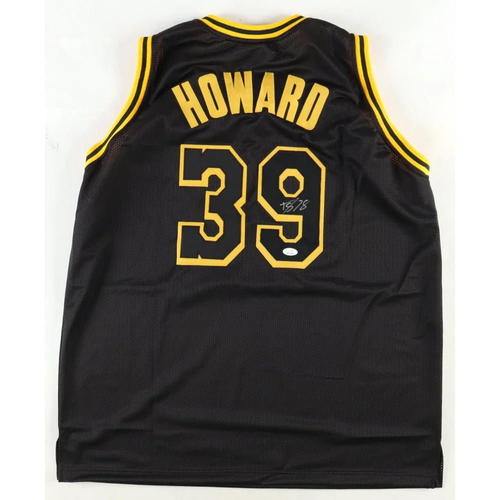 Dwight Howard signed black basketball jersey with yellow trim and numbers collectible