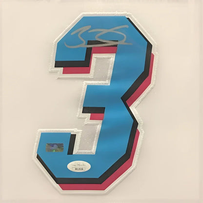 Dwyane Wade autographed Miami Heat deluxe framed jersey with blue pink #3 patch