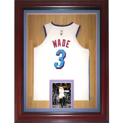 Dwyane Wade autographed Miami Heat deluxe framed white Vice #3 jersey