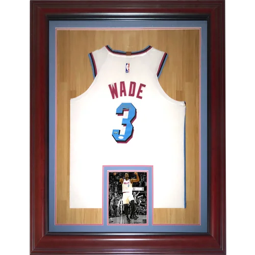 Dwyane Wade autographed Miami Heat deluxe framed white Vice #3 jersey