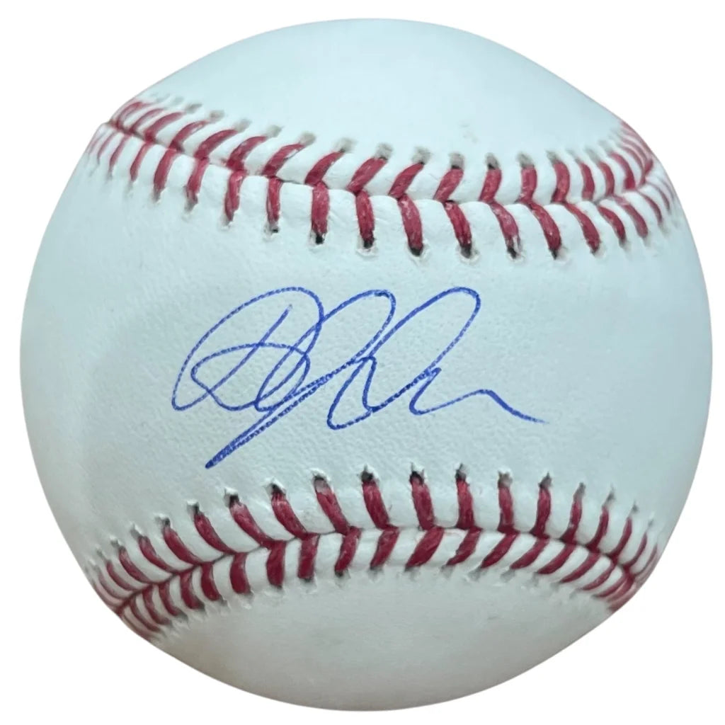 Dylan Crews autographed MLB baseball with red stitching and blue signature