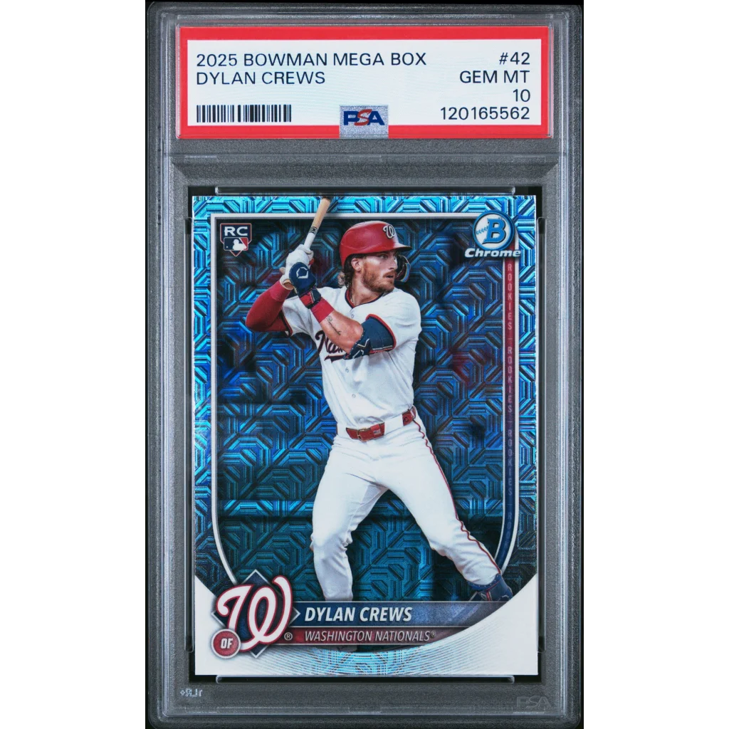2025 Bowman Chrome Dylan Crews PSA 9 Nationals card in mega box