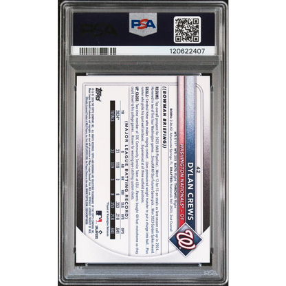 Dylan Crews 2019 Topps PSA graded Nationals rookie card