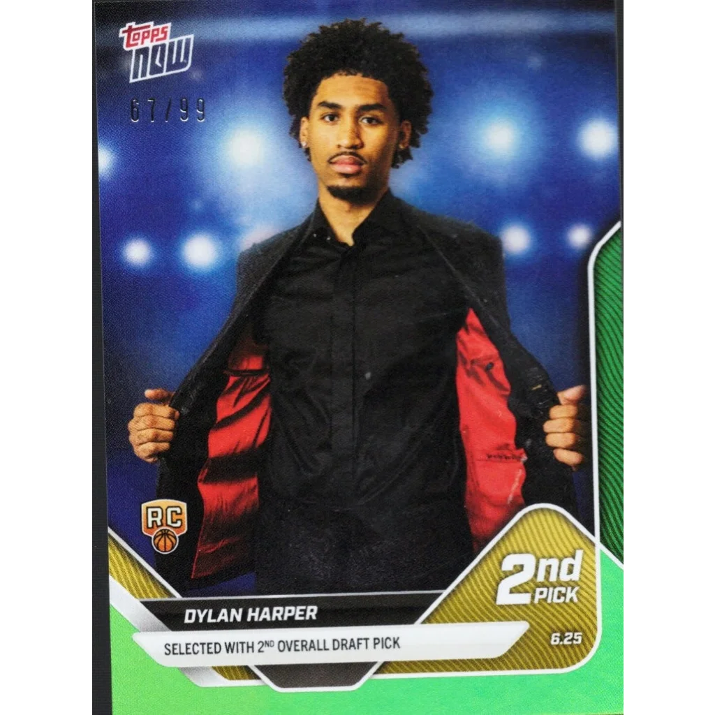 Basketball trading card of Dylan Harper as 2nd pick from Dylan Harper 2nd Pick Rookie Card with Authentication