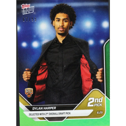 Basketball trading card of Dylan Harper as 2nd pick from Dylan Harper 2nd Pick Rookie Card with Authentication