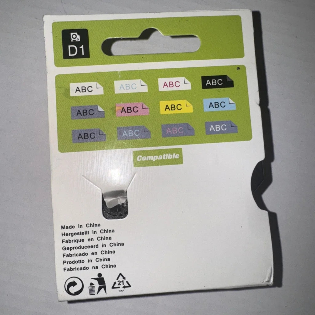 Dymo 45013 white label cassette tape roll cartridge with abc stickers
