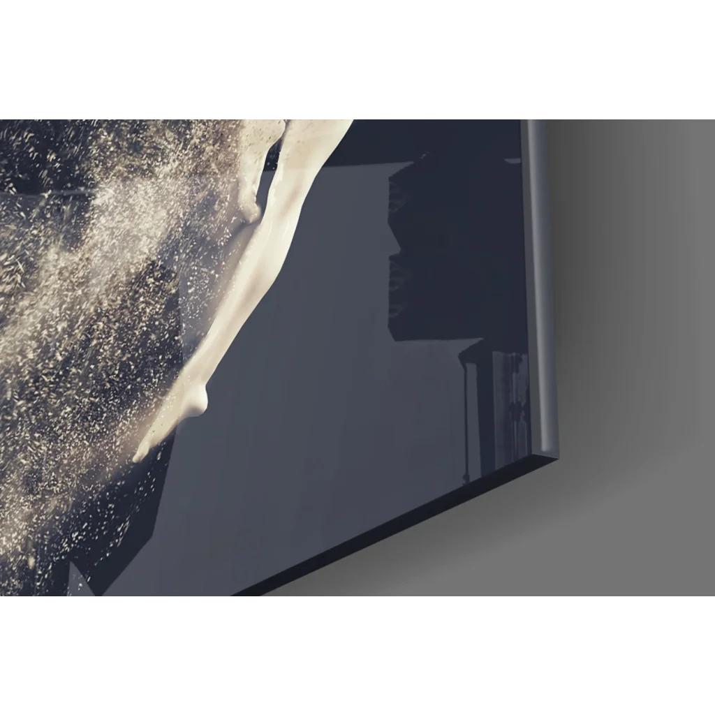 Sleek modern glass wall art TV with thin frame and dark reflective surface