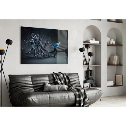 Samsung QLED TV in dynamic sports glass wall art print