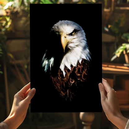 Majestic bald eagle on insigne aluminum print ready to soar