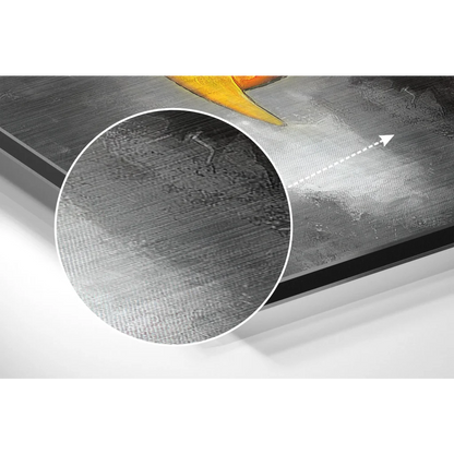 Gray textured canvas with yellow abstract on brushed aluminium dibond eagle print