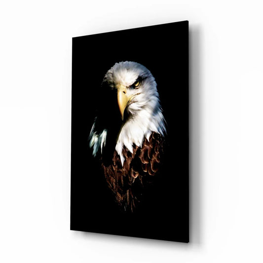 Majestic bald eagle canvas wall art portrait with sharp yellow beak