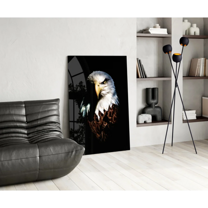 Majestic bald eagle portrait canvas wall art with sharp yellow beak