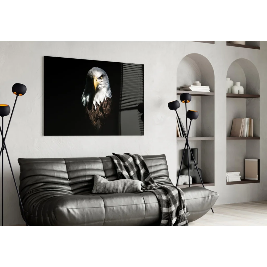 Majestic eagle wall art canvas print in black frame
